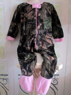 BLANKET SLEEPER, CAMO & PINK FOOTED FLEECE, TRAIL CREST 1-PIECE ZIP FRONT, COZY!